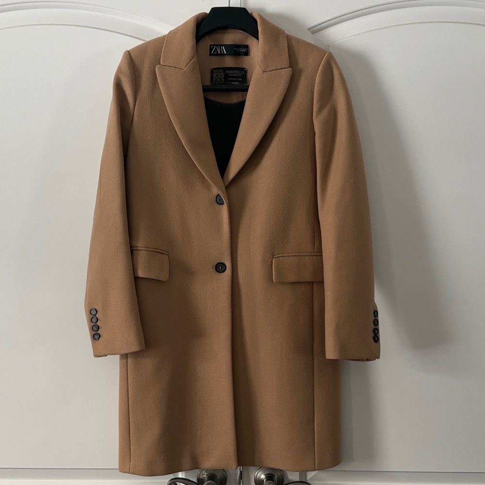 Zara Women's Manteco wool Camel Coat size S